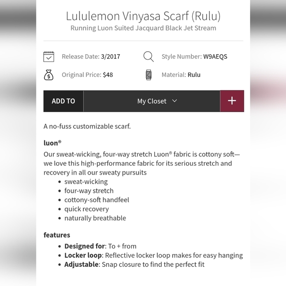 NWOT Lululemon Vinyasa Scarf - black with blue - Picture 6 of 11